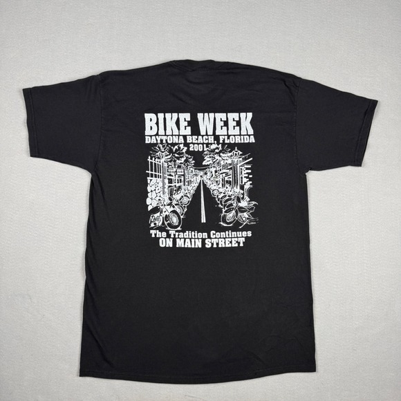 Vintage Bike Week 2001 Daytona Beach FL T-Shirt Black Fun Tees Mens XL Whiskey - Picture 8 of 9